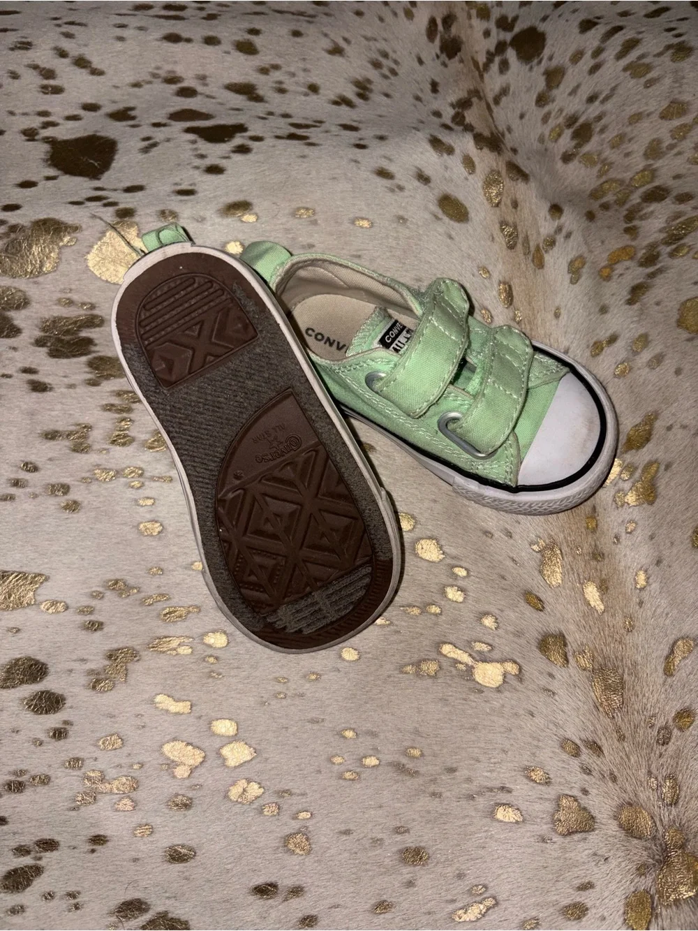 Converse Kids Mint Green Velcro Low-Top Sneakers